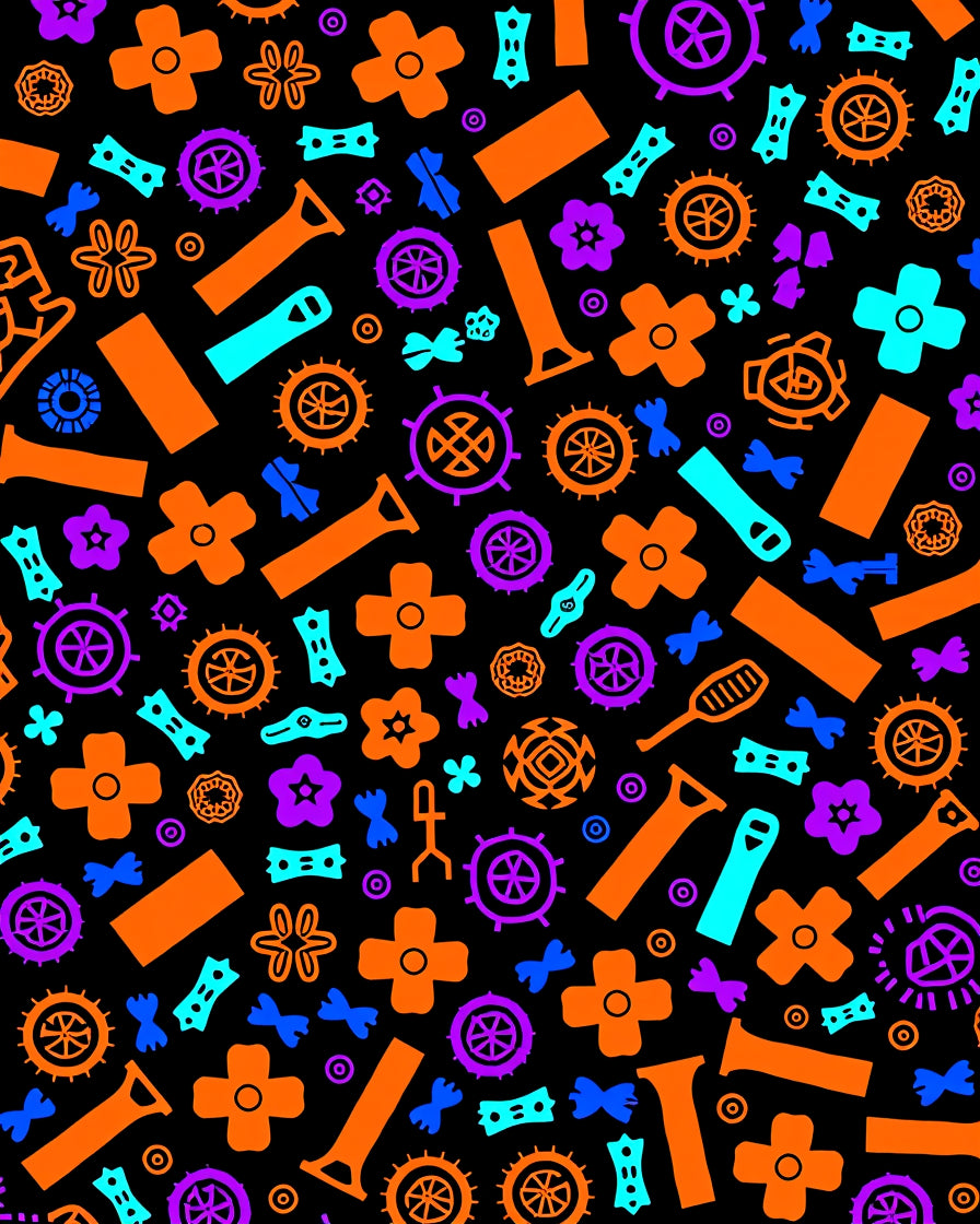 Vibrant Orange Purple Aqua Geometric Collage Rug