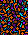 Vibrant Orange Purple Aqua Geometric Collage Rug
