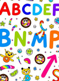 Bold Alphabet and Cute Animal Characters Rug