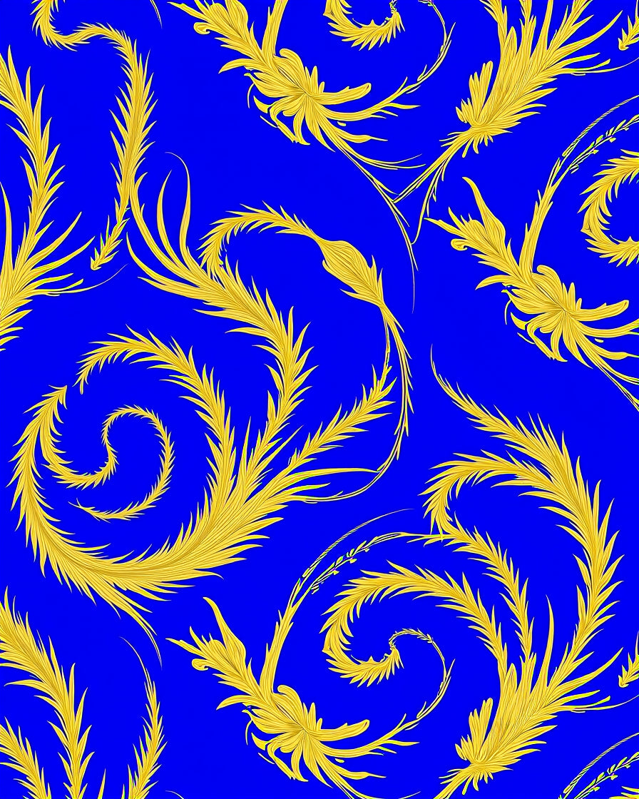 Golden Swirl Flourish Royal Blue Rug
