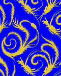 Golden Swirl Flourish Royal Blue Rug
