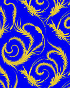 Golden Swirl Flourish Royal Blue Rug