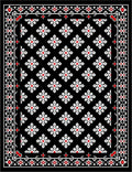 Black White Red Floral Medallion Rug