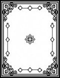 Ornate Floral Black and White Border Rug