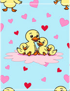 Cute Duck Family Hearts Background Rug