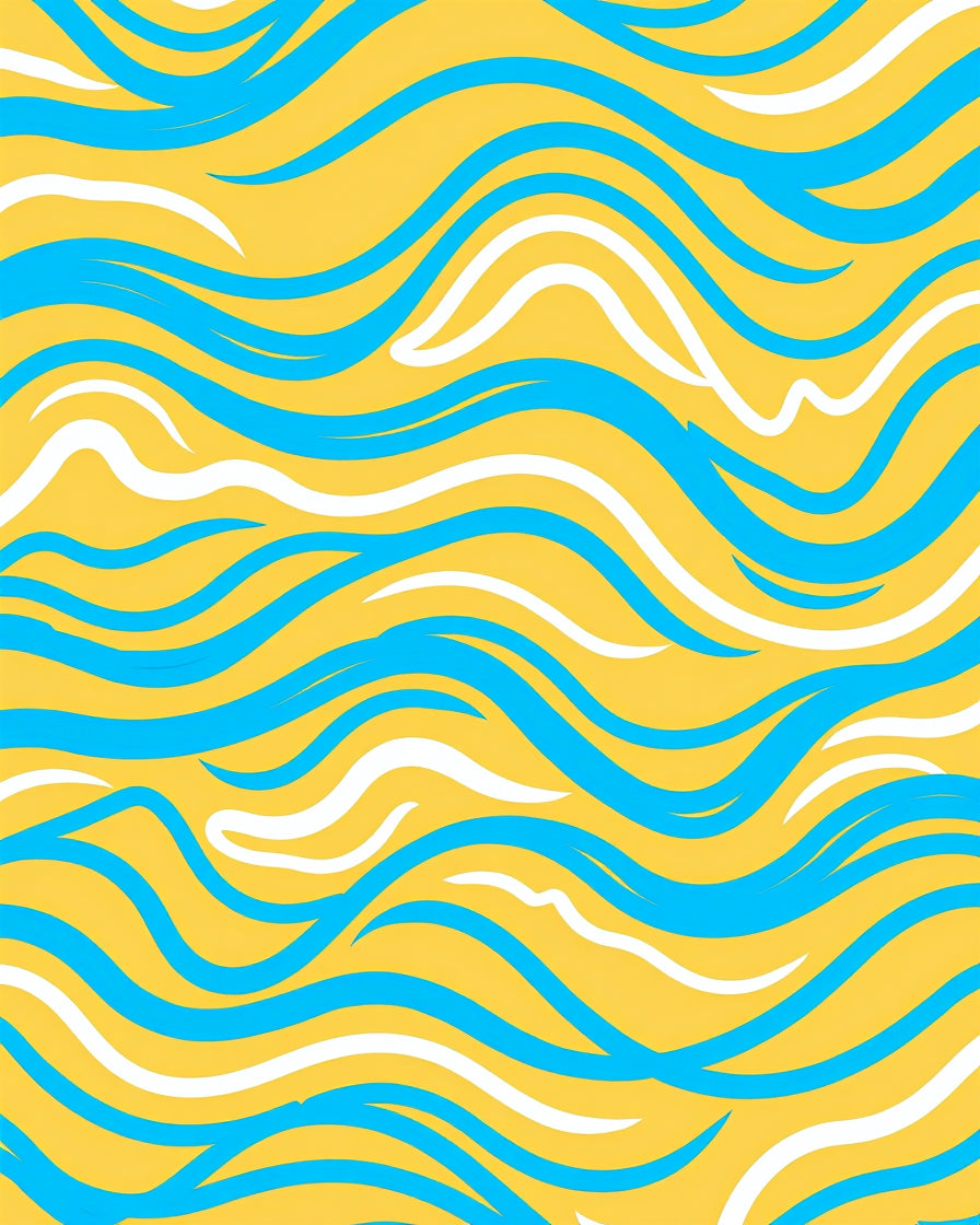 Sunny Yellow Blue White Wavy Stripes Rug
