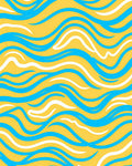 Sunny Yellow Blue White Wavy Stripes Rug