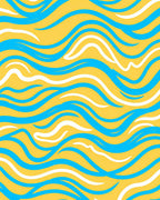 Sunny Yellow Blue White Wavy Stripes Rug