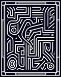 Navy White Labyrinth Lines Rug