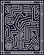 Navy White Labyrinth Lines Rug