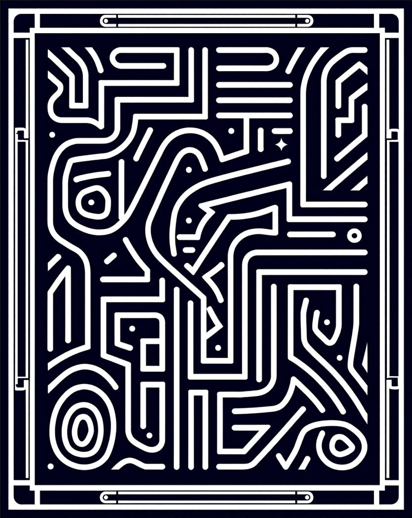 Navy White Labyrinth Lines Rug