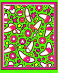 Electric Green Pink Star Shoe Medley Rug