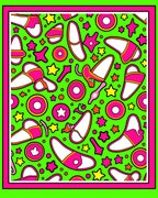 Electric Green Pink Star Shoe Medley Rug