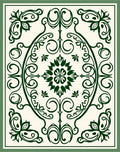 Deep Green Floral Oval Mandala Rug