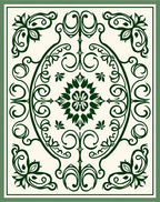 Deep Green Floral Oval Mandala Rug