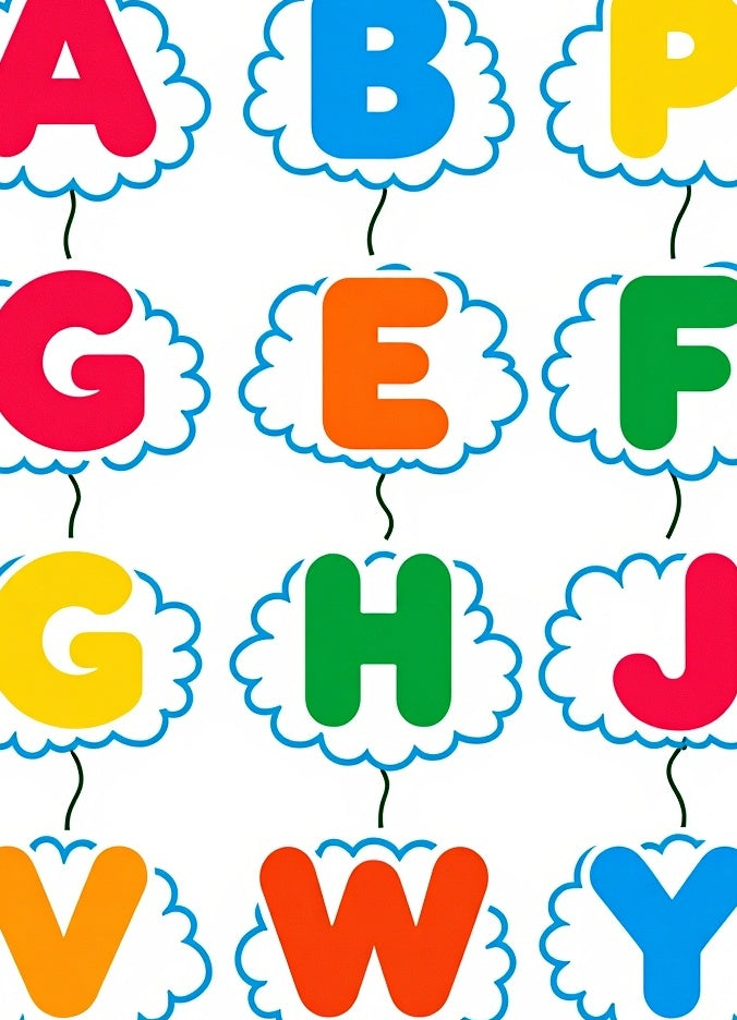 Playful Alphabet Cloud Collage Rug