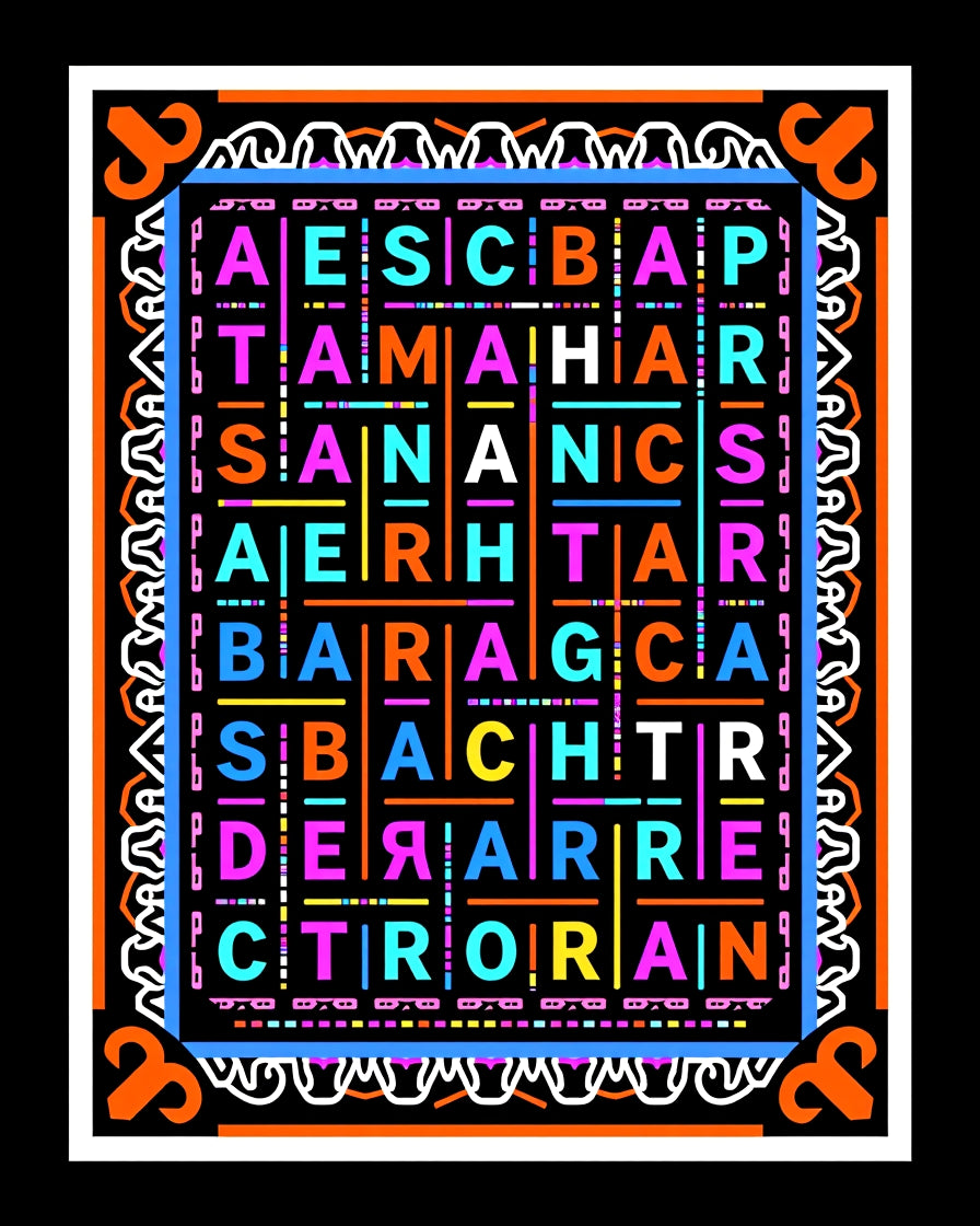 Vibrant Color Block Typographic Square Rug