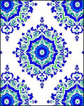 Vivid Blue Green Ornamental Medallion Rug