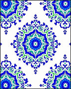Vivid Blue Green Ornamental Medallion Rug