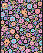 Whimsical Kawaii Floral Animal Collage Rug