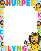 Playful Lions Alphabet Border Rug