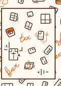 Orange White Scattered Blueprint Icons Rug