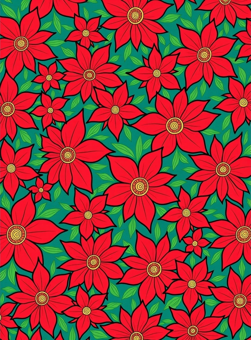 Bold Red Floral Teal Garden Rug