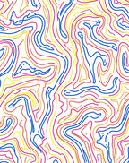 Abstract Blue Yellow Red Contour Lines Rug
