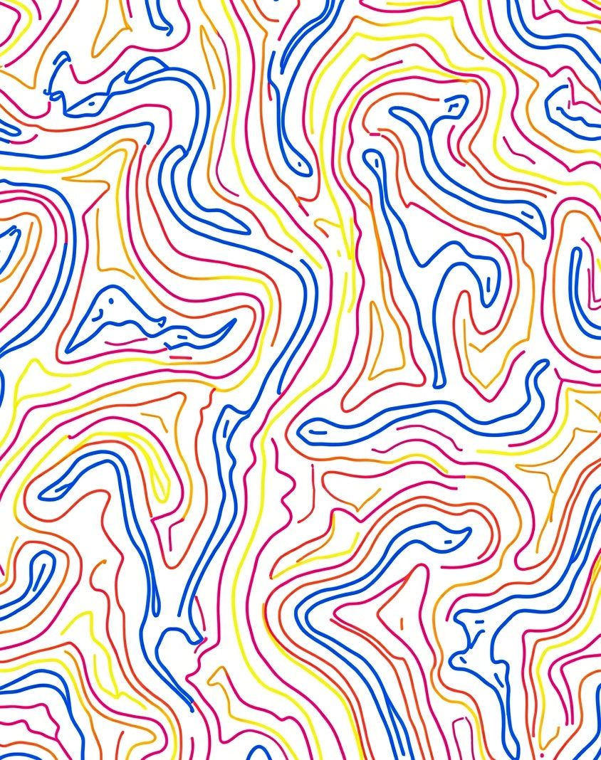 Abstract Blue Yellow Red Contour Lines Rug