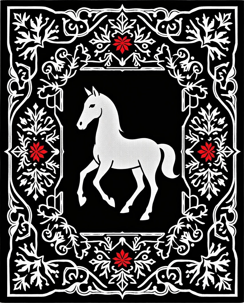 White Horse Regal Scrollwork Medallion Rug