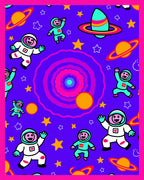 Vibrant Astronaut Galaxy Playful Space Rug