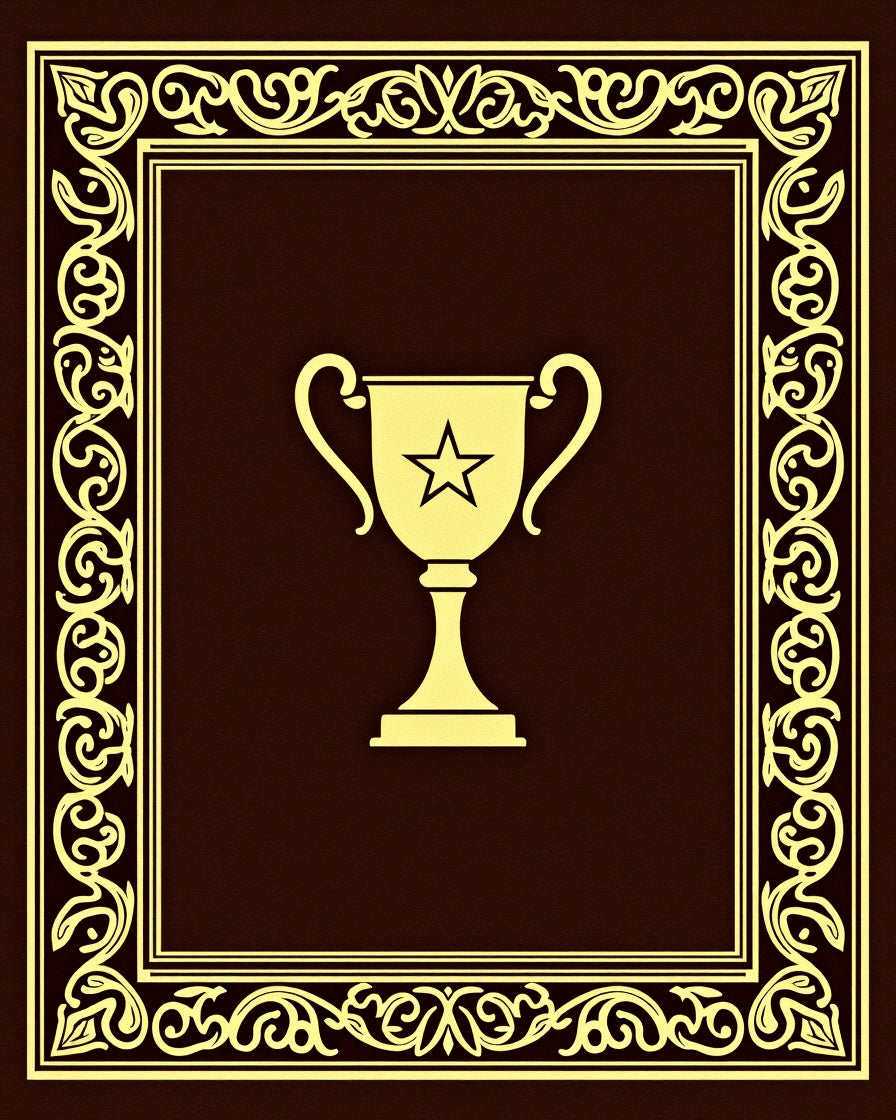 Golden Trophy Medallion Brown Frame Rug
