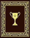 Golden Trophy Medallion Brown Frame Rug