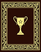 Golden Trophy Medallion Brown Frame Rug