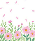 Pink Daisy Field Falling Petals Rug