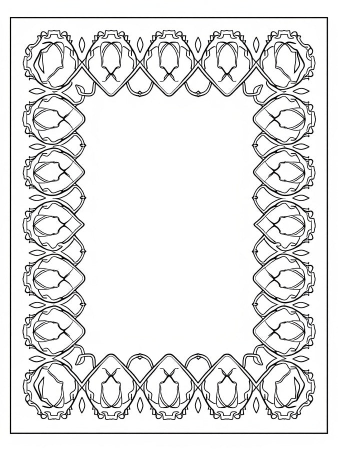 Art Nouveau Detailed Botanical Frame Rug