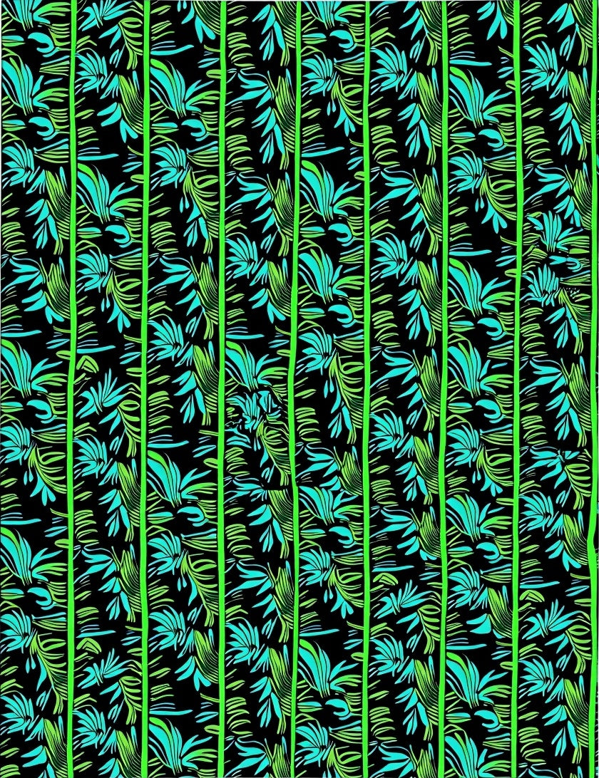 Vibrant Emerald Teal Leafy Stripes Rug