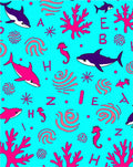 Oceanic Dolphins Seahorses Coral Swirls Rug