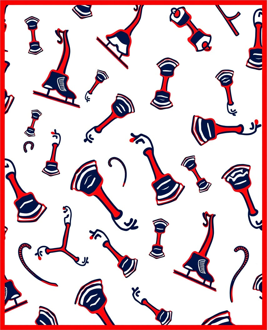 Red and Blue Toy Ice Skate Collection Rug