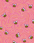 Whimsical Pink Bee Swirls Rug