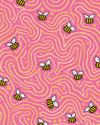 Whimsical Pink Bee Swirls Rug