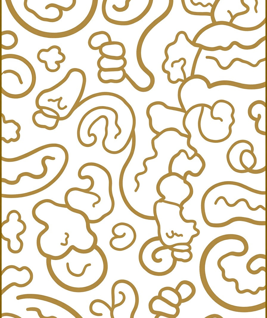 Golden Abstract Swirls And Shapes Rug