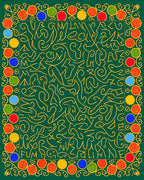 Green Yellow Abstract Bold Border Rug
