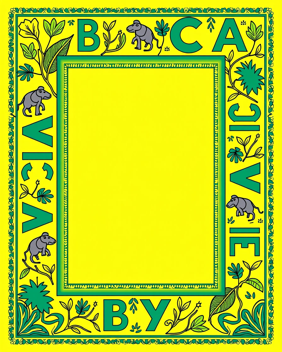Whimsical Elephant Alphabet Border Rug