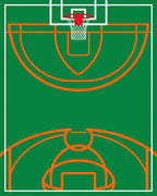 Green Orange Basketball Court Graphic Rug