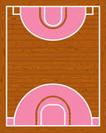 Retro Pink Court Wooden Texture Rug