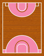 Retro Pink Court Wooden Texture Rug