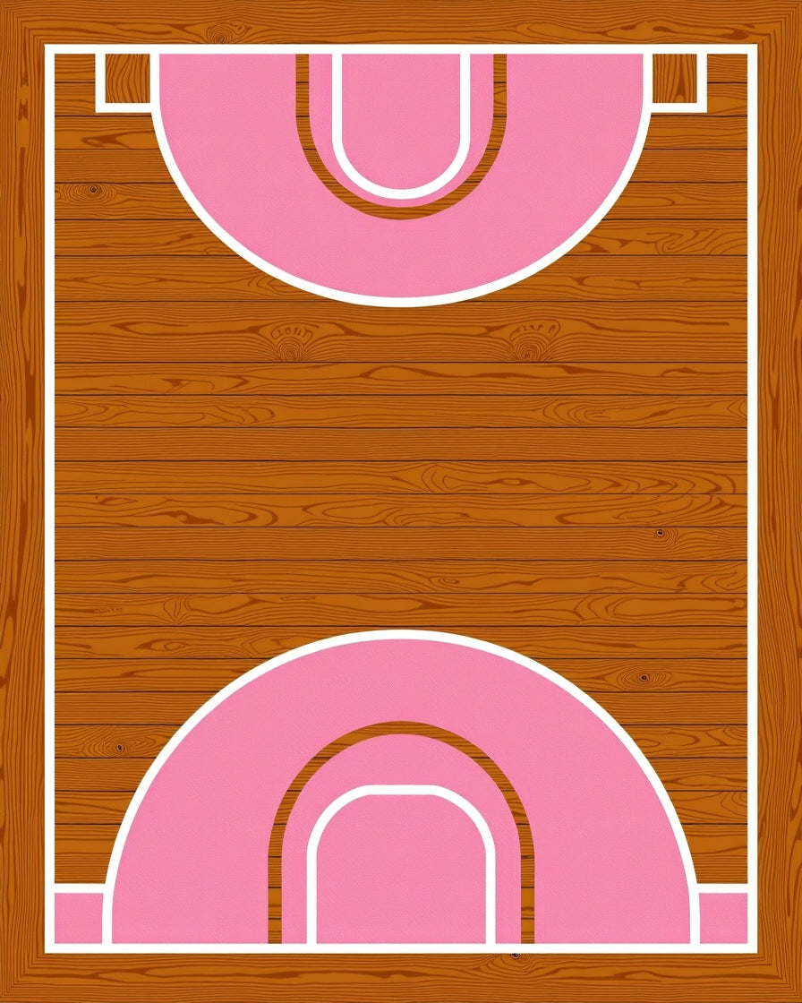 Retro Pink Court Wooden Texture Rug