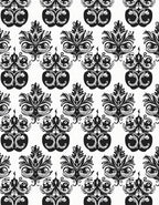 Black White Vintage Floral Scroll Rug