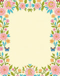 Whimsical Pink Floral Border Butterflies Rug
